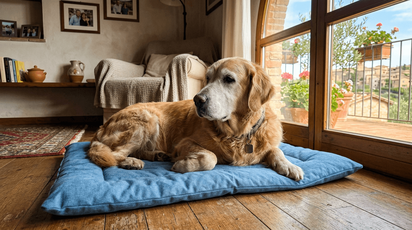 Cane anziano sereno sul PuppyPad