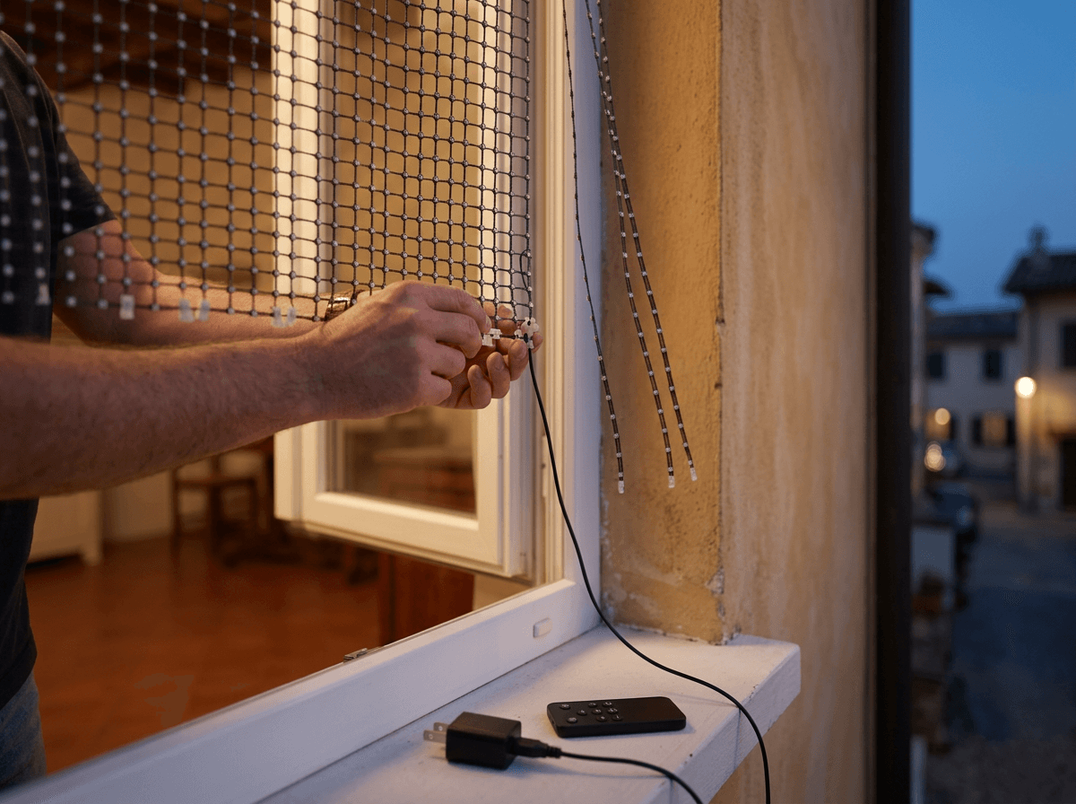 Installazione della tenda LED con le clip integrate